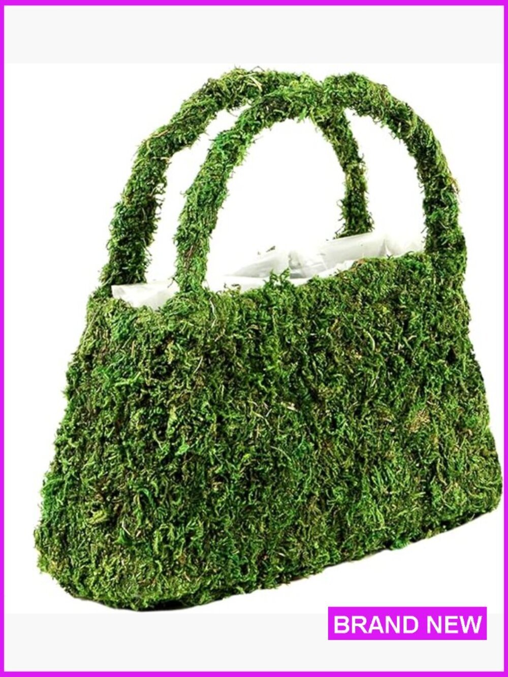 Moss Purse Medium Handbag Floral Arrangement Craft Decor Wedding Decorative
